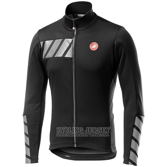 2019 Cycling Jersey Castelli Raddoppia 2 Black Silver Long Sleeve And Bib Tight